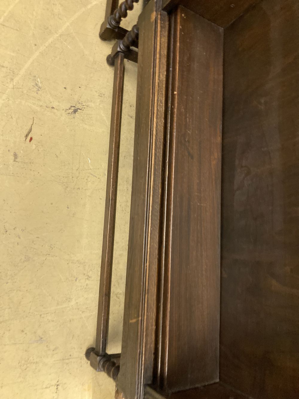 A 1920s oak open fronted bookcase, width 110cm depth 26cm height 141cm